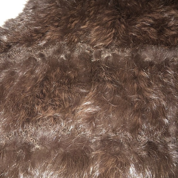 Kathrine Banlay size XL brown updated rabbit fur & knit vest  hook & eye closure - Picture 11 of 12